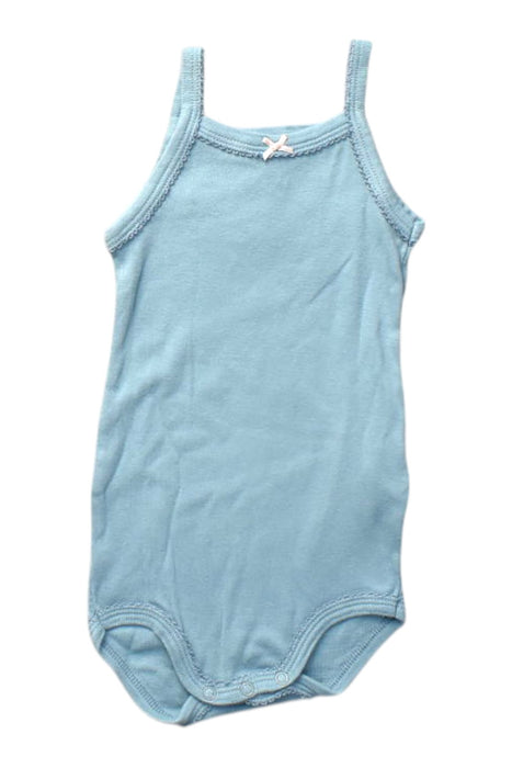 A Blue Sleeveless Bodysuits from Petit Bateau in size 6-12M for girl. (Front View)