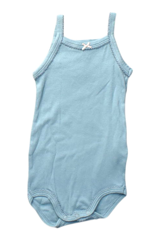 A Blue Sleeveless Bodysuits from Petit Bateau in size 6-12M for girl. (Front View)