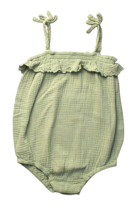 A Green Sleeveless Rompers from Seed in size 12-18M for girl. (Front View)