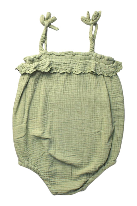 A Green Sleeveless Rompers from Seed in size 12-18M for girl. (Back View)