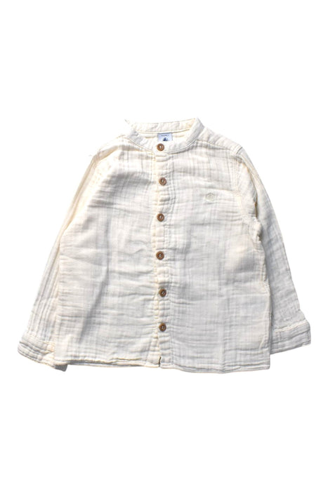 A White Long Sleeve Shirts from Petit Bateau in size 3T for boy. (Front View)