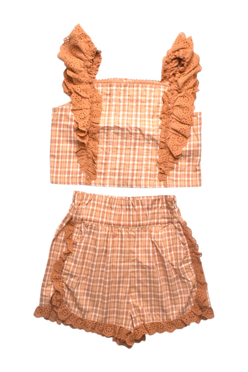 A Peach Shorts Sets from Gingersnaps in size 10Y for girl. (Front View)