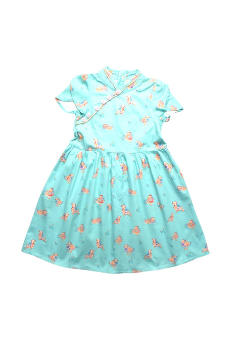 A Blue Short Sleeve Dresses from Elly in size 5T for girl. (Front View)