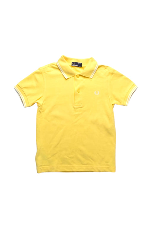 A Yellow Short Sleeve Polos from Fred Perry in size 5T for boy. (Front View)