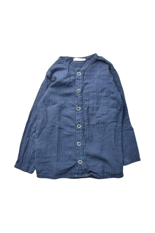 A Blue Long Sleeve Shirts from 1 + in the family in size 18-24M for boy. (Front View)