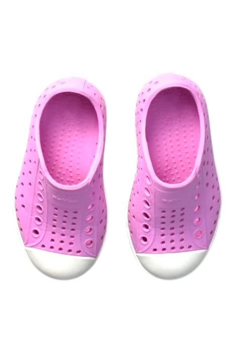 A Pink Slip Ons from Native Shoes in size 18-24M for girl. (Back View)