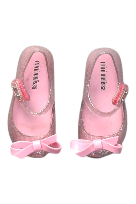 A Pink Flats from Mini Melissa in size 6T for girl. (Back View)
