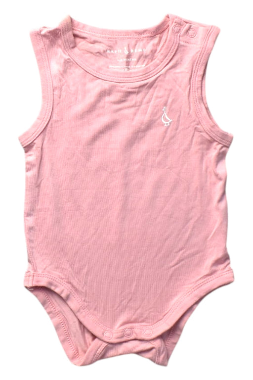 A Pink Sleeveless Bodysuits from Raph and Remy in size 3-6M for girl. (Front View)