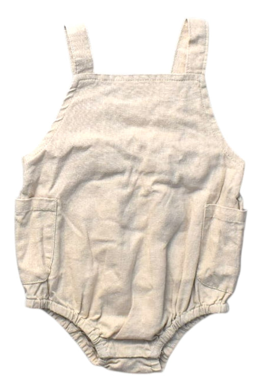 A Beige Overall Shorts from Seed in size 0-3M for girl. (Front View)