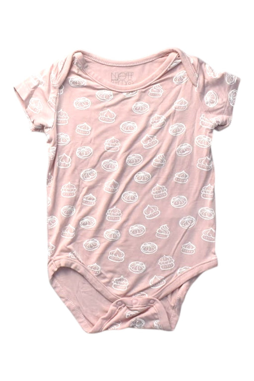 A Pink Short Sleeve Bodysuits from Not Too Big  in size 6-12M for girl. (Front View)