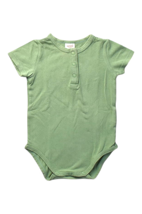 A Green Short Sleeve Bodysuits from Seed in size 3-6M for boy. (Front View)