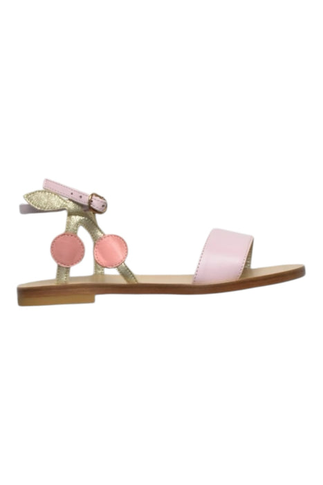 A Pink Sandals from Bonpoint in size 7Y for girl. (Front View)