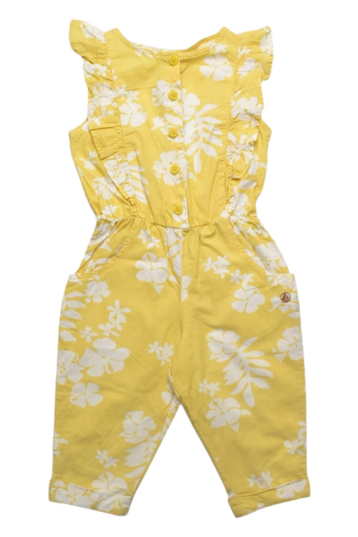 A Yellow Sleeveless Rompers from Petit Bateau in size 3T for girl. (Front View)
