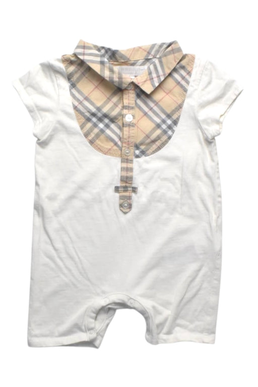 A White Short Sleeve Rompers from Burberry in size 3-6M for boy. (Front View)
