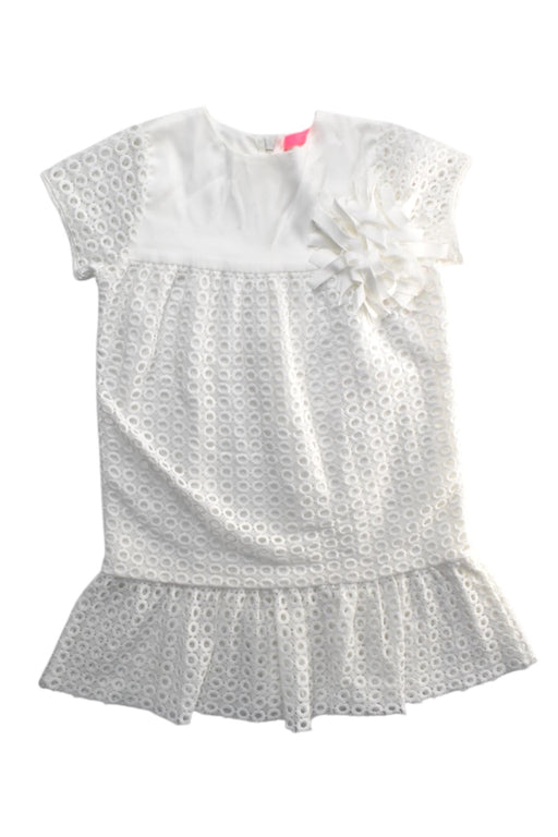 A White Short Sleeve Dresses from ADE.C in size 6T for girl. (Front View)