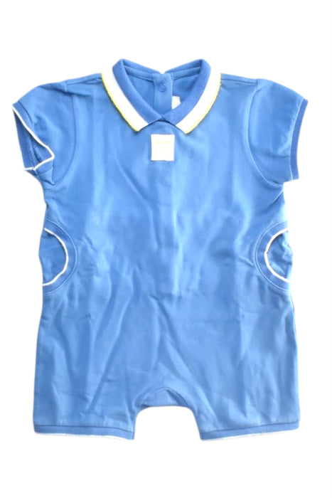 A Blue Short Sleeve Rompers from Jacadi in size 6-12M for girl. (Front View)