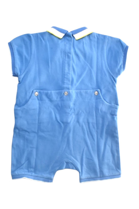 A Blue Short Sleeve Rompers from Jacadi in size 6-12M for girl. (Back View)