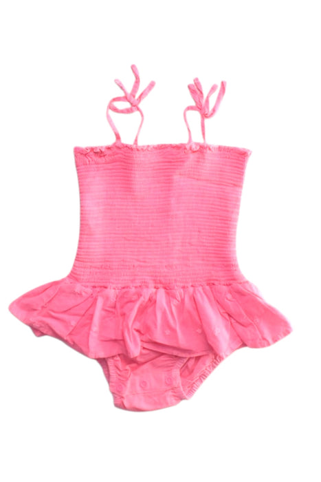 A Pink Sleeveless Rompers from Seed in size 6-12M for girl. (Front View)