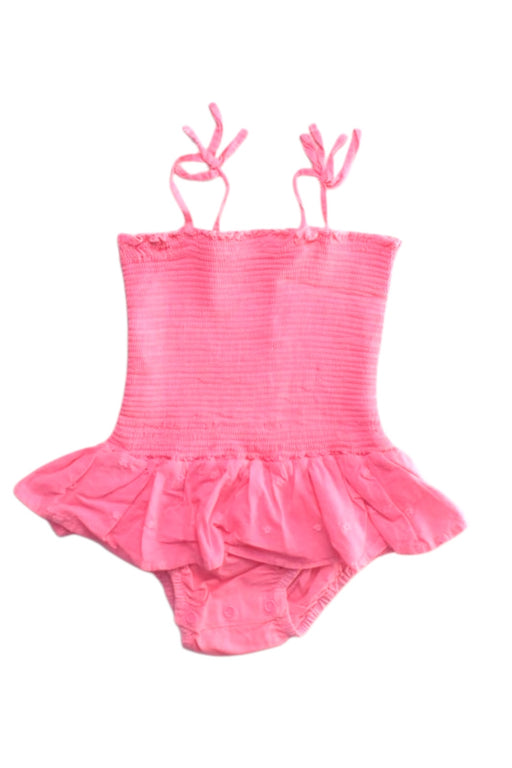 A Pink Sleeveless Rompers from Seed in size 6-12M for girl. (Front View)