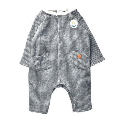 A Grey Long Sleeve Rompers from La Compagnie des Petits in size 3-6M for boy. (Front View)