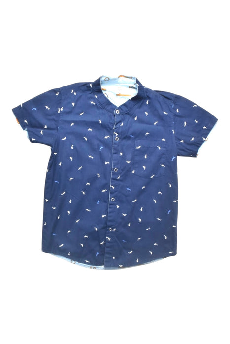 A Navy Short Sleeve Shirts from Maison Q in size 6T for boy. (Front View)