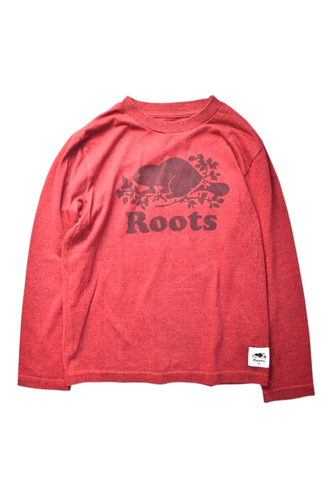 A Red Long Sleeve T Shirts from Roots in size 7Y for boy. (Front View)