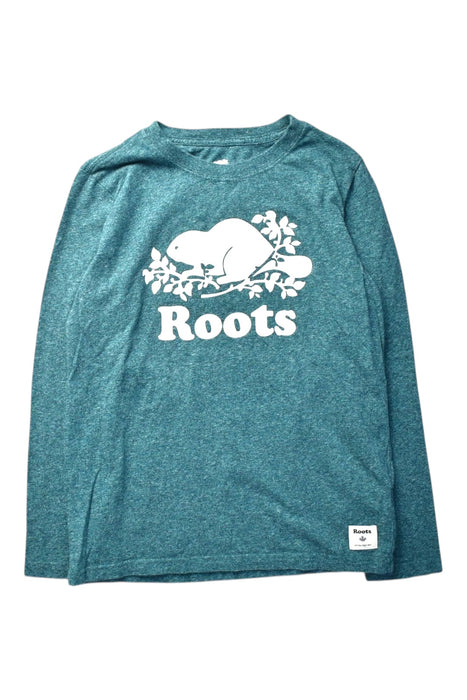 A Teal Long Sleeve T Shirts from Roots in size 9Y for boy. (Front View)