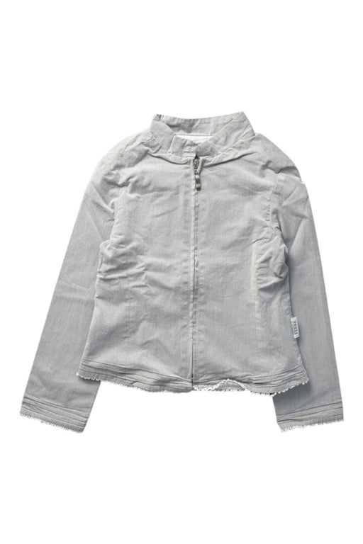 A Grey Lightweight Jackets from Gianfranco Ferre Kids in size 6T for girl. (Front View)