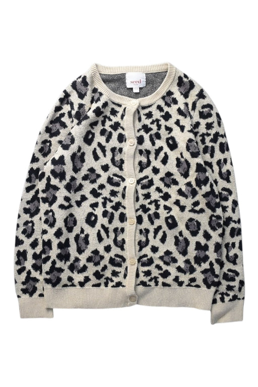 A Beige Cardigans from Seed in size 5T for girl. (Front View)