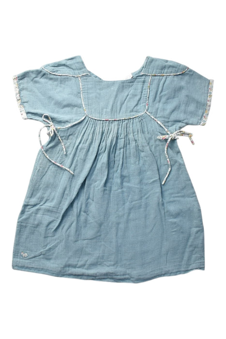A Blue Short Sleeve Dresses from Chateau de Sable in size 4T for girl. (Front View)