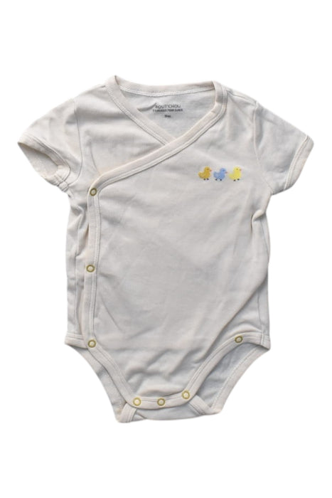 A Beige Short Sleeve Bodysuits from Bout'Chou in size 6-12M for boy. (Front View)