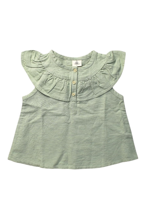 A Green Sleeveless Tops from Lililotte in size 6T for girl. (Front View)