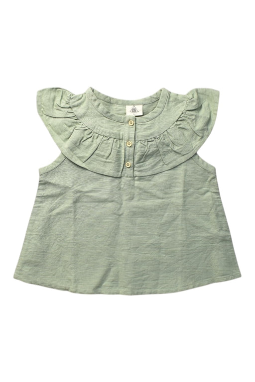 A Green Sleeveless Tops from Lililotte in size 6T for girl. (Front View)