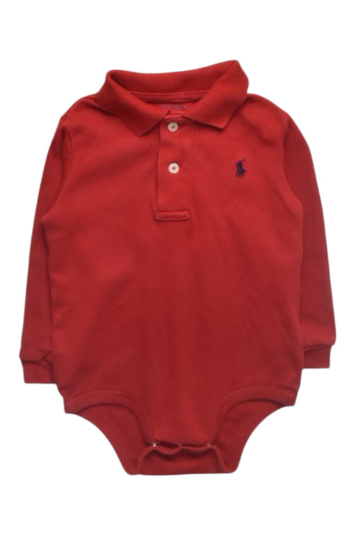 A Red Long Sleeve Bodysuits from Ralph Lauren in size 12-18M for boy. (Front View)
