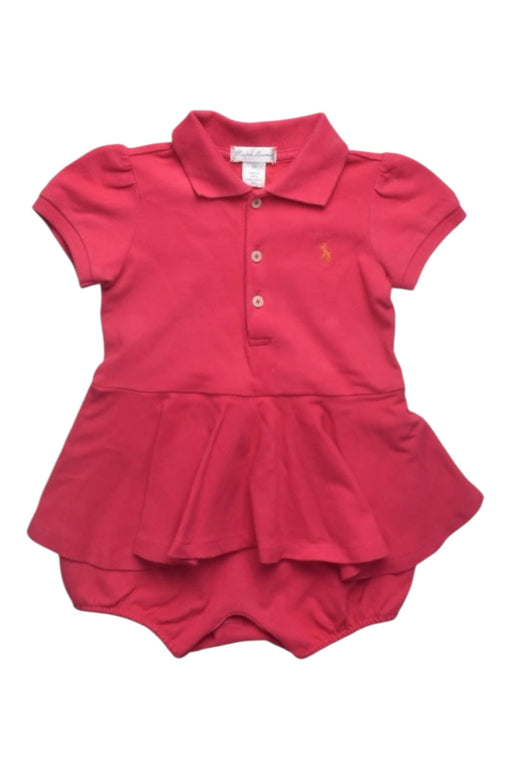 A Pink Short Sleeve Rompers from Ralph Lauren in size 6-12M for girl. (Front View)