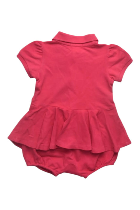 A Pink Short Sleeve Rompers from Ralph Lauren in size 6-12M for girl. (Back View)