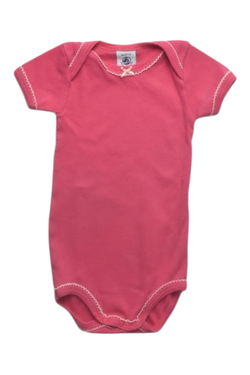 A Pink Short Sleeve Bodysuits from Petit Bateau in size 3-6M for girl. (Front View)