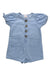 A Blue Short Sleeve Rompers from Seed in size 3-6M for girl. (Front View)