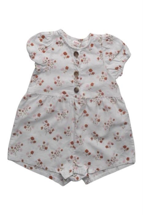 A White Short Sleeve Rompers from Seed in size 3-6M for girl. (Front View)