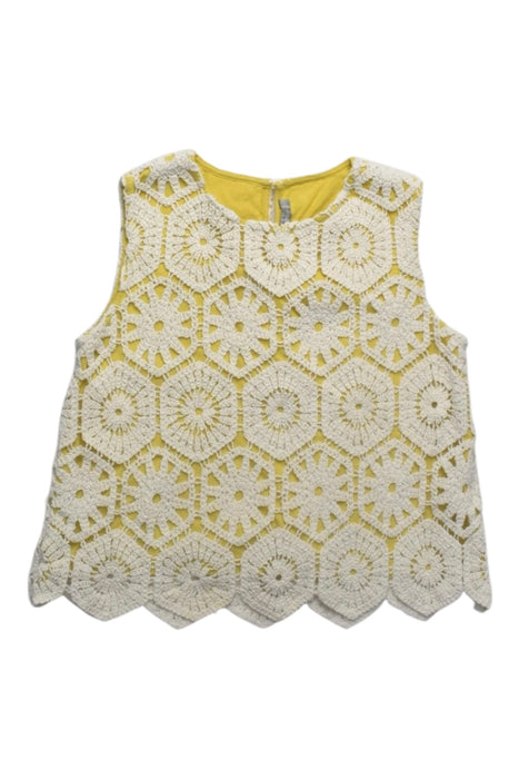 A Yellow Sleeveless Tops from Il Gufo in size 10Y for girl. (Front View)