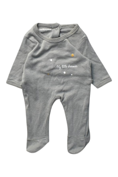 A Grey Onesies from Vertbaudet in size Newborn for boy. (Front View)