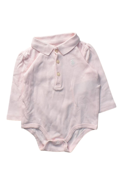 A Pink Long Sleeve Bodysuits from Ralph Lauren in size 3-6M for girl. (Front View)