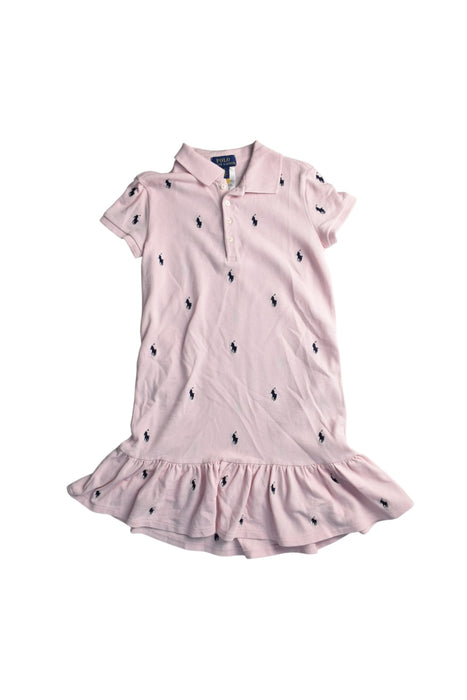 A Pink Short Sleeve Dresses from Polo Ralph Lauren in size 6T for girl. (Front View)