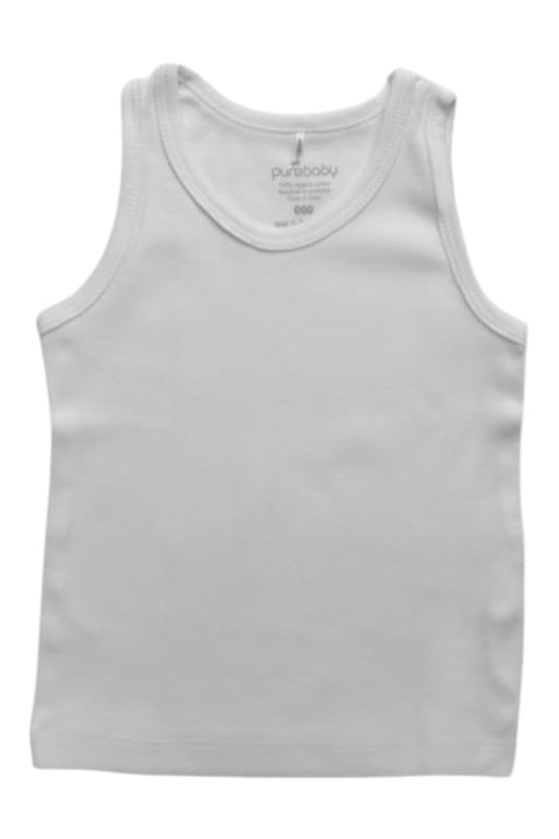 A White Sleeveless T Shirts from Purebaby in size 0-3M for boy. (Front View)