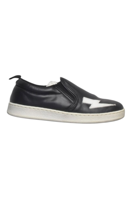 A Black Slip Ons from Neil Barrett Kids in size 7Y for boy. (Front View)
