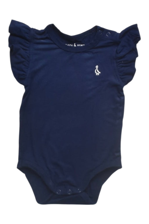 A Navy Short Sleeve Bodysuits from Raph and Remy in size 6-12M for girl. (Front View)