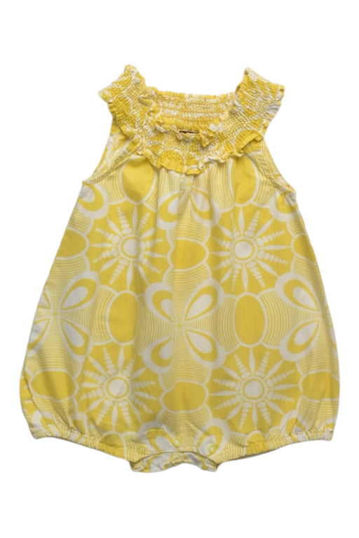 A Yellow Sleeveless Rompers from Tea in size 3-6M for girl. (Front View)