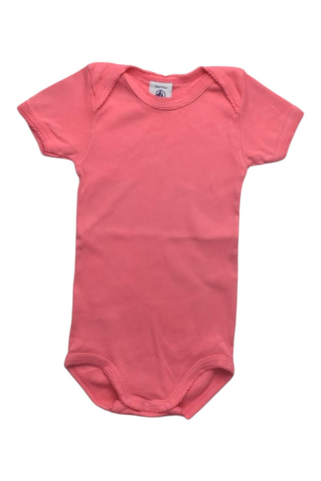 A Pink Short Sleeve Bodysuits from Petit Bateau in size 6-12M for girl. (Front View)