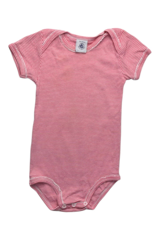 A Pink Short Sleeve Bodysuits from Petit Bateau in size 6-12M for girl. (Front View)