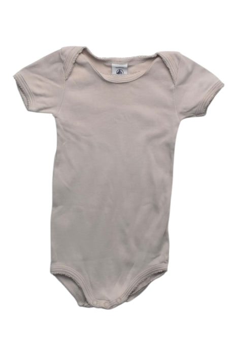 A Beige Short Sleeve Bodysuits from Petit Bateau in size 3-6M for girl. (Front View)